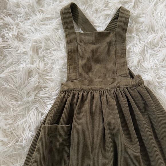 The Simple Folk corduroy pinafore dress in Olive - Picture 2 of 5